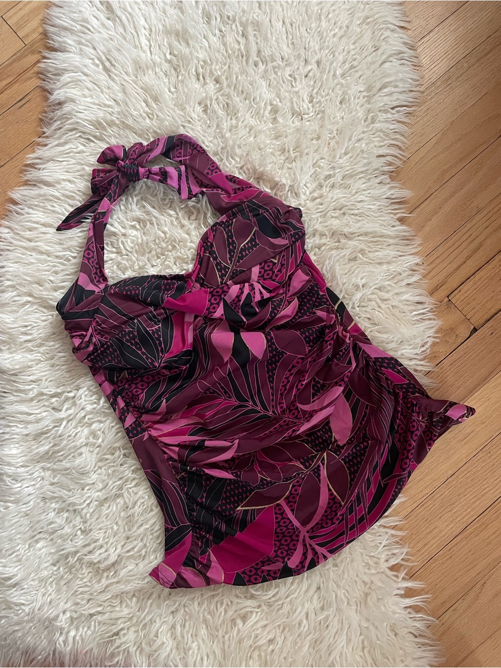 Women’s Pink Patterned Halter Blouse